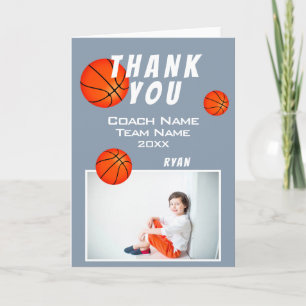 Grey Basketball Ball Sports Thank you Coach Card