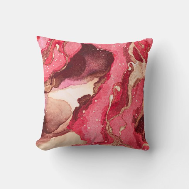 Grey Batik Illustration. White Silky Texture. Rose Cushion (Front)