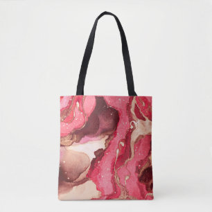 Grey Batik Illustration. White Silky Texture. Rose Tote Bag