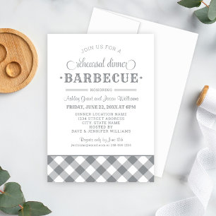 Grey BBQ Wedding Rehearsal Dinner Barbecue Invitation