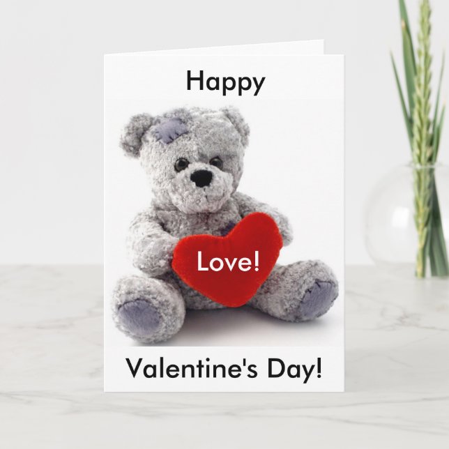 Grey Bear With Heart Card (Front)