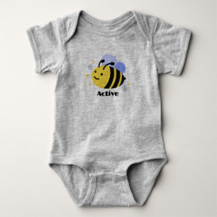 Grey Bee Baby bodysuit for boys and girls