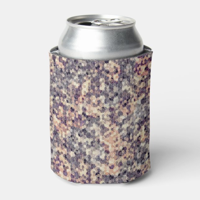 Grey, beige geometric  can cooler (Can Front)
