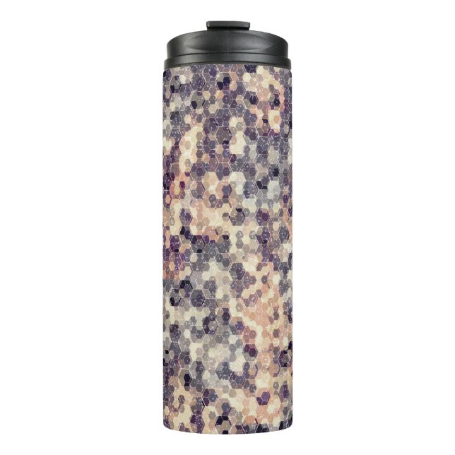 Grey, beige geometric  thermal tumbler (Front)