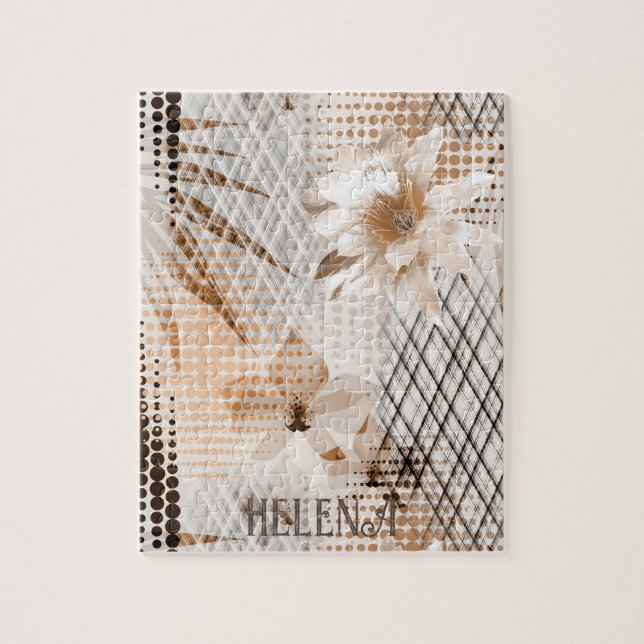Grey, beige tropical pattern. jigsaw puzzle (Vertical)