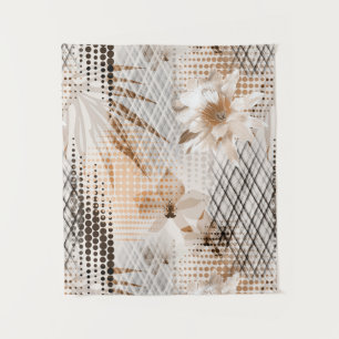 Grey, beige tropical pattern. tapestry