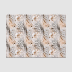 Grey, beige tropical pattern. tissue paper