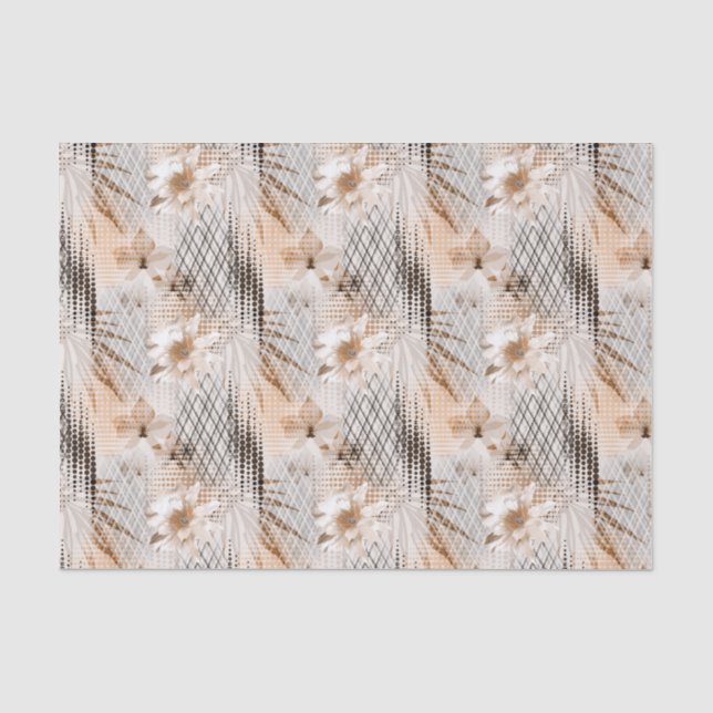 Grey, beige tropical pattern. tissue paper (Front)