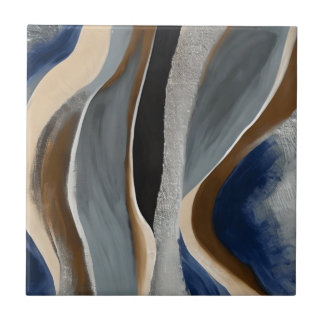 Grey Beige Waves Stones Ceramic Tile