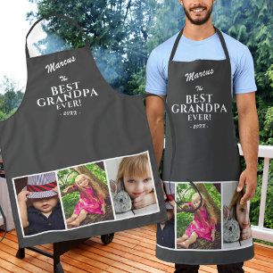 Grey Best Grandpa Ever Keepsake 3 Photo Collage Apron