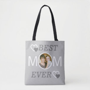 Grey Best Mum Ever Personalised Mothers Day Photo Tote Bag