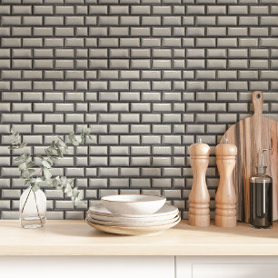 Grey Beveled Subway Tile Wallpaper