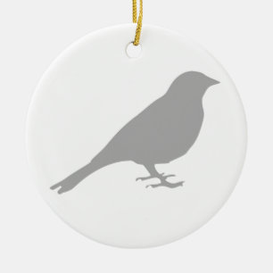 Grey Bird - Circle Ornament Ceramic Tree Decoration
