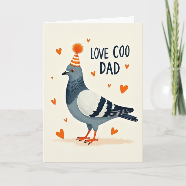 Grey Bird Love Coo Dad Card (Front)