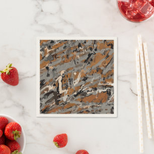 Grey, Black and Caramel Abstract Napkin