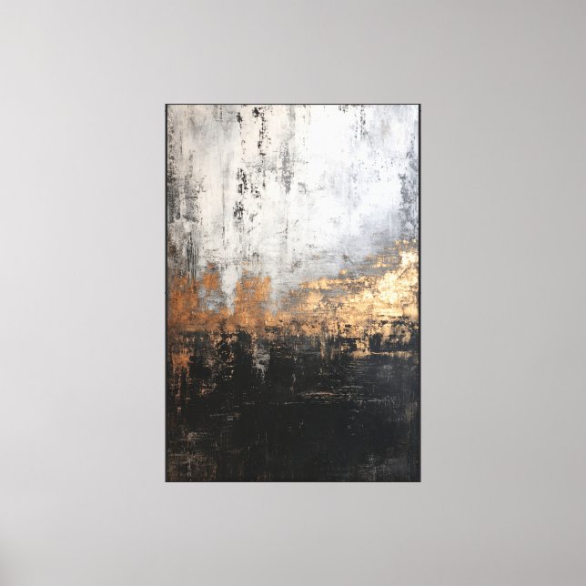 Grey, Black, and Gold Gradient Abstract Wall Art (Front)