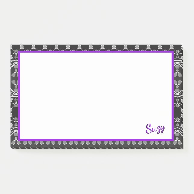 Grey Black and Purple  Post-it Notes (Front)