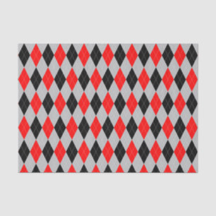 Grey, Black and Red Argyle Pattern Tissue Paper