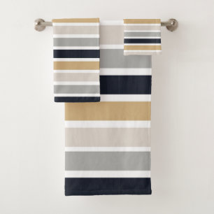 Grey, Black and Tan Bath Towel Set