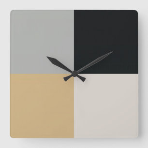Grey, Black and Tan  Square Wall Clock