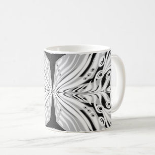 Grey Black And White Butterfly Winged Abstract  Coffee Mug