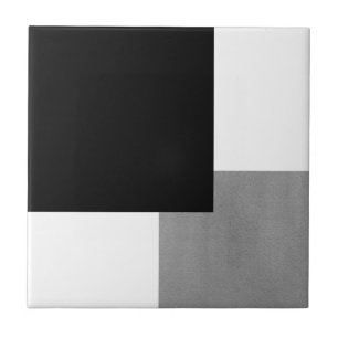 Grey Black and White Geometric Block Tile