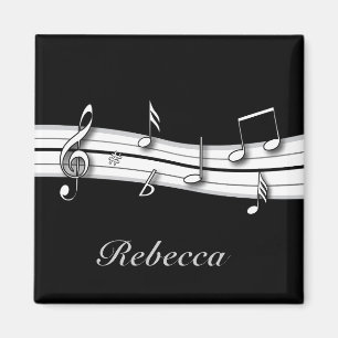 Grey black and white musical notes score magnet