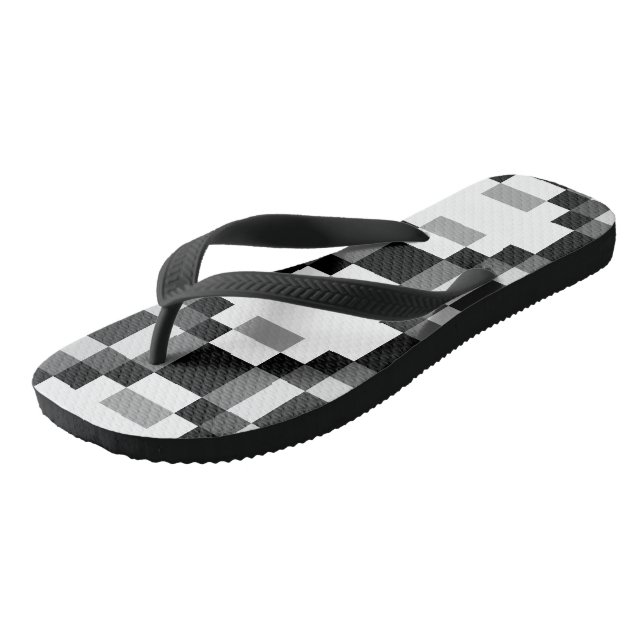 Grey Black and White Patchwork Jandals (Angled)