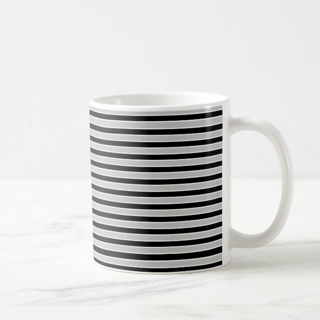 Grey, Black and White Stripes Coffee Mug (Right)