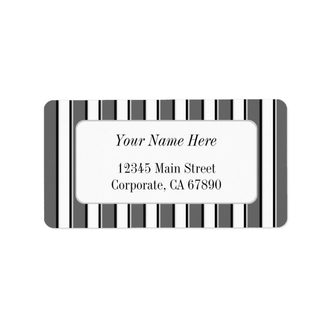 Grey Black and White Stripes Custom Address Labels (Front)