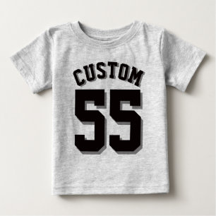 Grey & Black Baby   Sports Jersey Baby T-Shirt