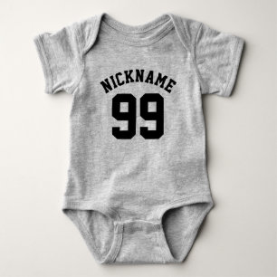 Grey & Black Baby   Sports Jersey Design Bodysuit