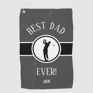Grey Black Best Dad Ever Personalised Golfer Golf Towel