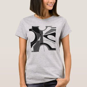 Grey Black Bold Geometric Shapes Art Abstract T-Shirt
