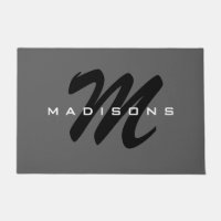 Grey Black Bold Monogram Modern Family Name