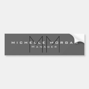 Grey Black Bold Monogram Modern Minimalist Name Bumper Sticker
