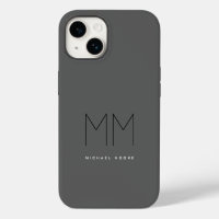 Grey Black Bold Monogram Modern Your Name Initials