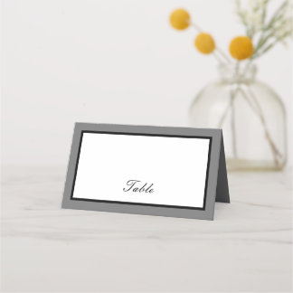 Grey Black Border Classic Place Card
