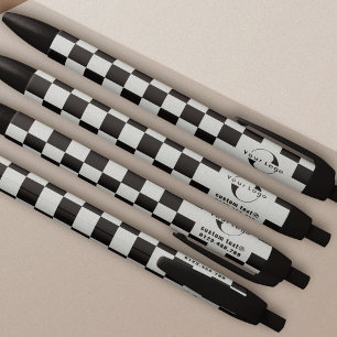 Grey & black Business logo Company brand Checkers Black Ink Pen
