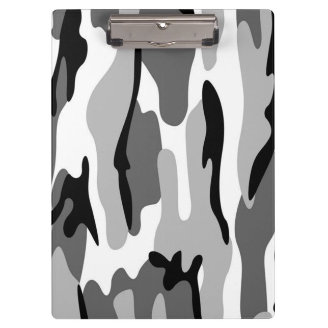 Grey & Black Camouflage Clipboard (Front)