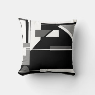 Grey Black Charcoal White Nautical Look Abstract Cushion