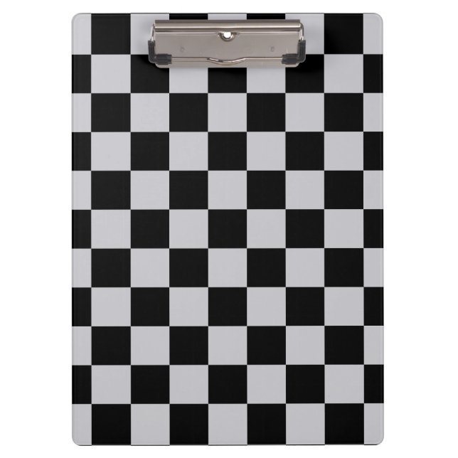Grey Black Check Pattern Design Clipboard (Front)