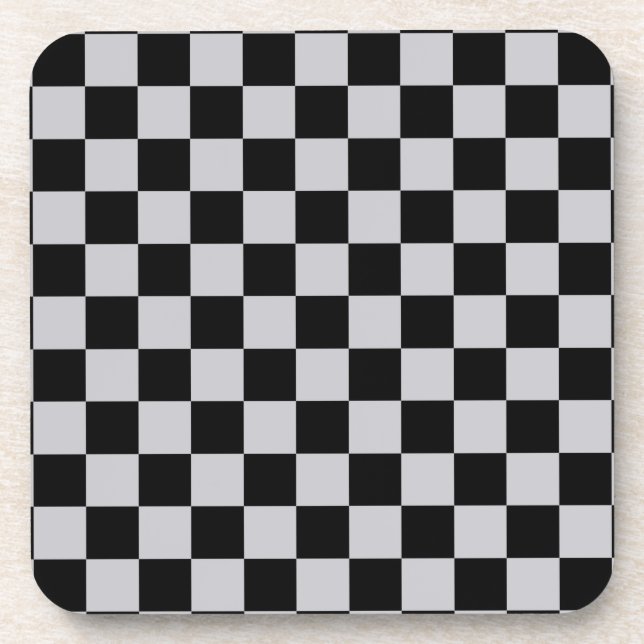 Grey Black Check Pattern Design Coaster (Front)