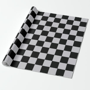 Grey Black Check Pattern Design Wrapping Paper