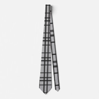 Grey black chequered lines tie