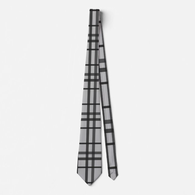 Grey black chequered lines tie (Front)