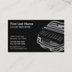 Grey black court reporter custom business cards