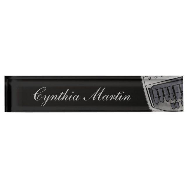 Grey black custom court reporter name plate (Front)
