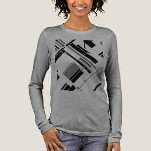 Grey Black Diagonal Shapes Lines MCM Look Abstract Tri-Blend Shirt
