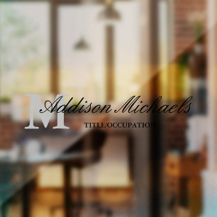 Grey Black Elegant Monogram Name Title